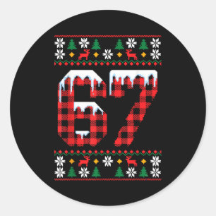 67 Ugly Christmas Flannel Brainrot Design Classic Round Sticker