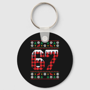 67 Ugly Christmas Flannel Brainrot Design  Key Ring