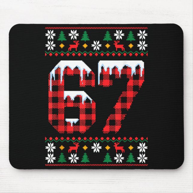 67 Ugly Christmas Flannel Brainrot Design  Mouse Mat (Front)