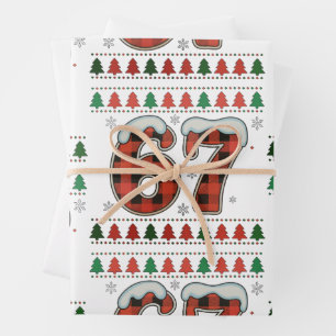 67 Ugly Christmas Xmas Red Buffalo Plaid Holiday Wrapping Paper Sheet