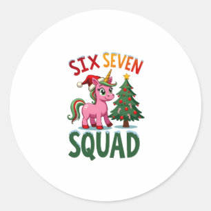 67 Unicorn Christmas Dabbing for Girls Kids 6 7 Me Classic Round Sticker