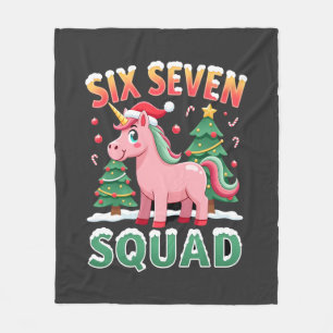 67 Unicorn Christmas Dabbing for Girls Kids 6 7 Me Fleece Blanket