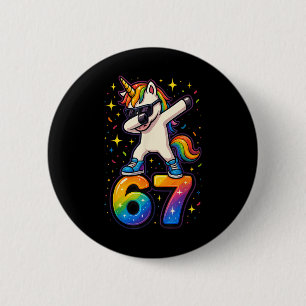 67 Unicorn Dabbing Six Seven Meme Funny _1  6 Cm Round Badge