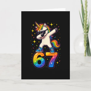 67 Unicorn Dabbing Six Seven Meme Funny  Card