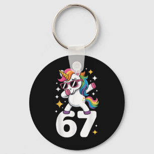 67 Unicorn Dabbing Six Seven Meme Funny  Key Ring
