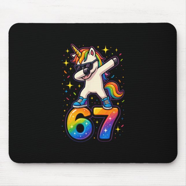67 Unicorn Dabbing Six Seven Meme Funny  Mouse Mat (Front)