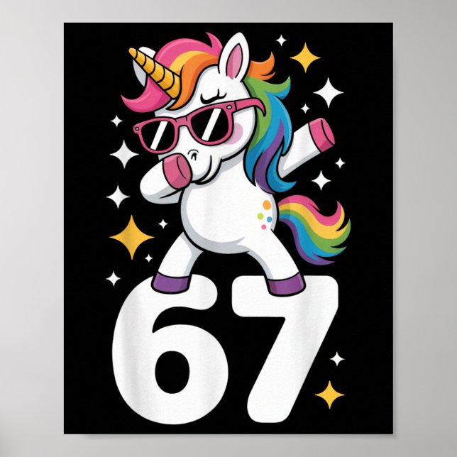 67 Unicorn Dabbing Six Seven Meme Funny  Poster (Front)