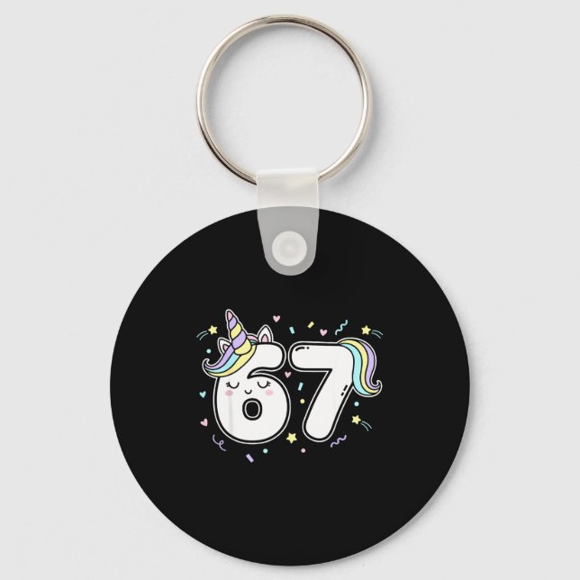 67 Unicorn Six Seven 6-7 Meme  Key Ring (Front)