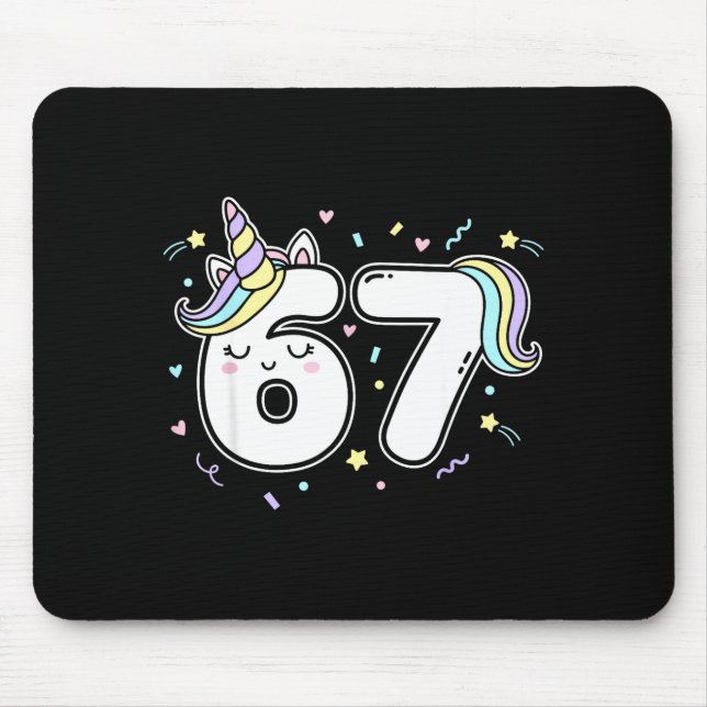 67 Unicorn Six Seven 6-7 Meme  Mouse Mat (Front)