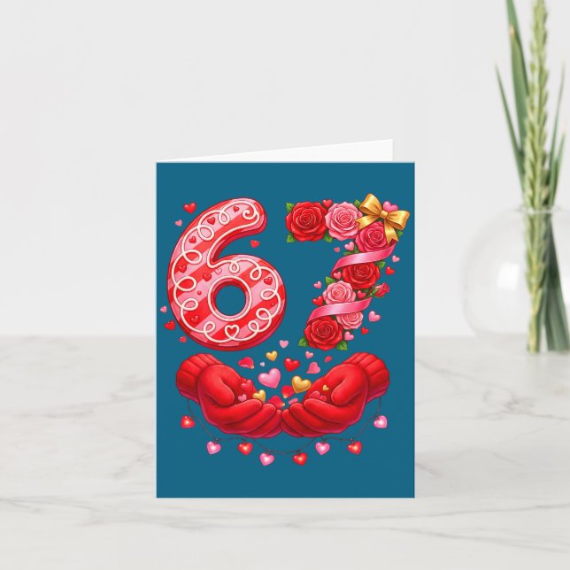 67 Valentine 6 7 Meme Pajamas Holiday Gen Alpha Sl Thank You Card (Front)