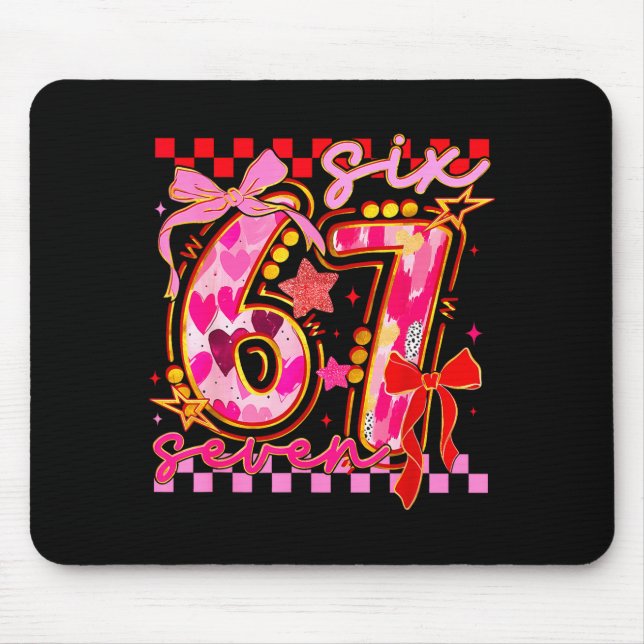 67 Valentine Day 6 7 Meme Six Seven Girl Kids  Mouse Mat (Front)