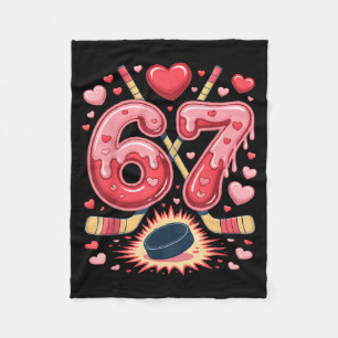 67 Valentine Hockey Heart Design Cute Ice Hockey L Fleece Blanket