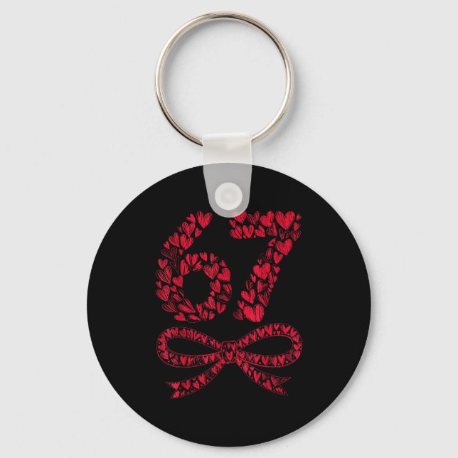 67 Valentine’s Day Heart Meme – Trendy Six Seven  Key Ring (Front)
