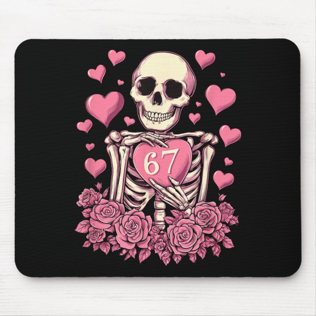 67 Valentines Skeleton Seven Brain Funny Sarcastic Mouse Mat (Front)
