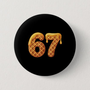 67 Waffles Meme Funny Six Seven Slang  6 Cm Round Badge