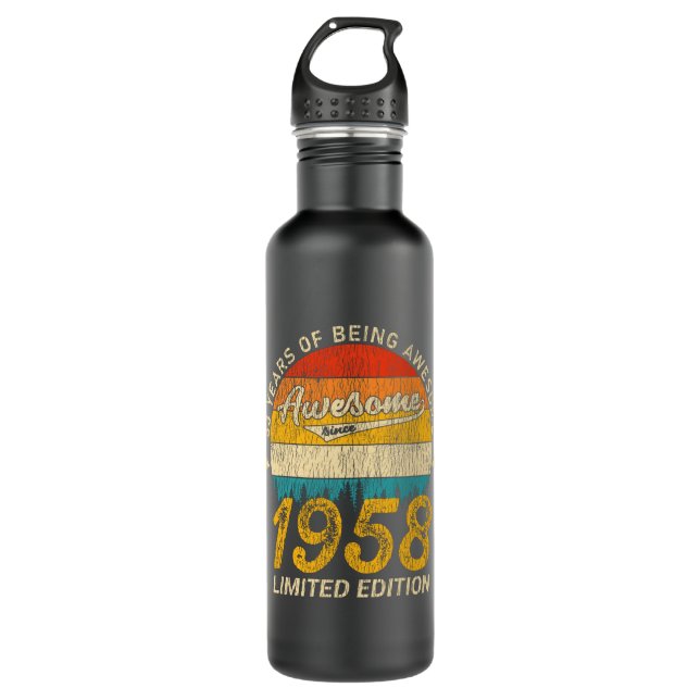 67 Year Old 1958 Retro Awesome 67th Birthday Gift 710 Ml Water Bottle (Front)