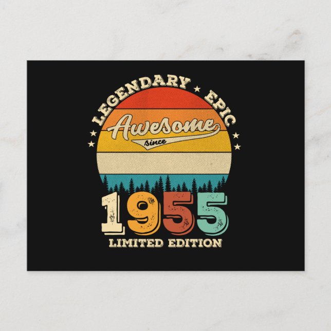 67 Year Old Awesome Since 1955 67th Birthday Gift Postcard (Front)