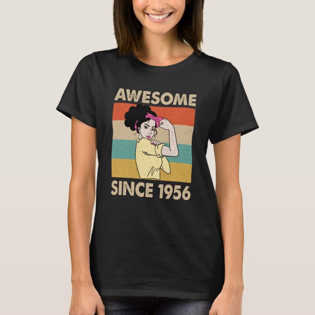 67 Year Old Awesome Since 1956 67th Birthday T-Shirt (Front)