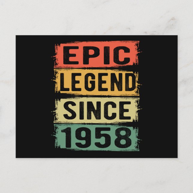 67 Years Old Bday 1958 Epic Legend 67th Birthday Postcard (Front)