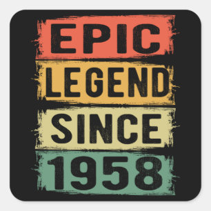 67 Years Old Bday 1958 Epic Legend 67th Birthday Square Sticker