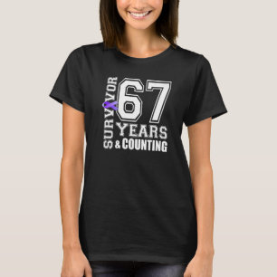 67 Years Survivor I Wear Purple Ribbon Lupus Aware T-Shirt