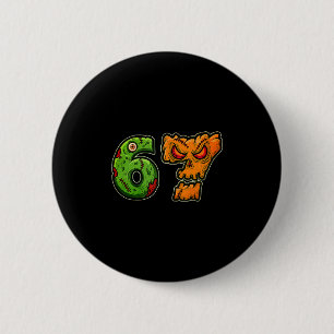 67 Zombie Pumpkin Six Seven Halloween Meme Costume 6 Cm Round Badge