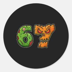 67 Zombie Pumpkin Six Seven Halloween Meme Costume Classic Round Sticker