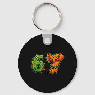 67 Zombie Pumpkin Six Seven Halloween Meme Costume Key Ring