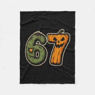 67 Zombie Pumpkin Six Seven Halloween Meme Fleece Blanket