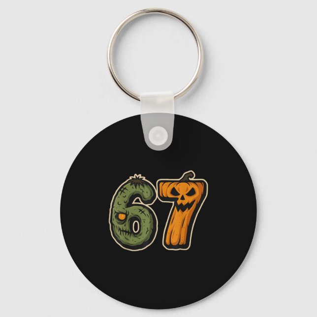 67 Zombie Pumpkin Six Seven Halloween Meme  Key Ring (Front)