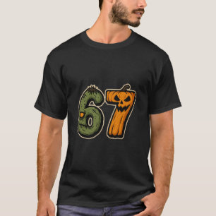 67 Zombie Pumpkin Six Seven Halloween Meme  T-Shirt
