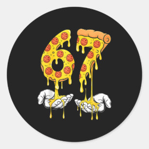 67 Zza Meme Funny Zza Lover  Classic Round Sticker