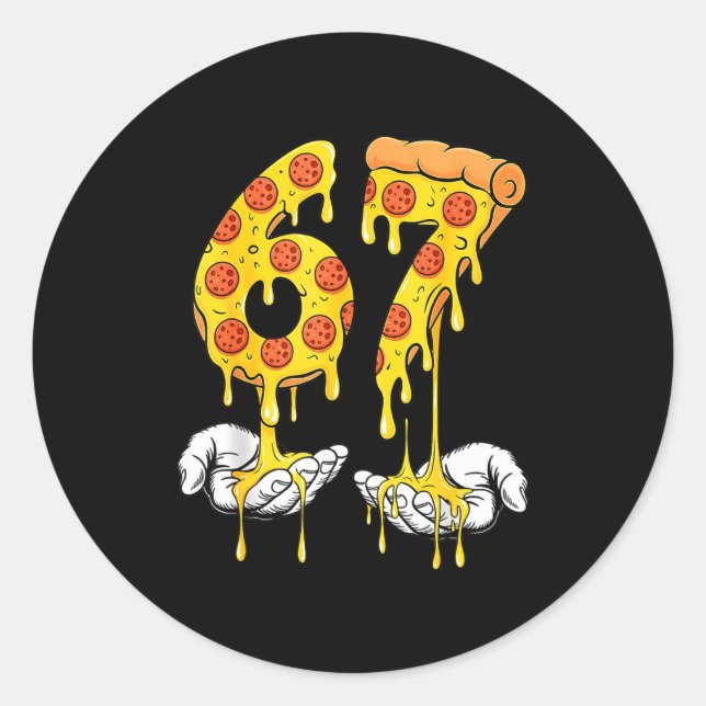 67 Zza Meme Funny Zza Lover  Classic Round Sticker (Front)