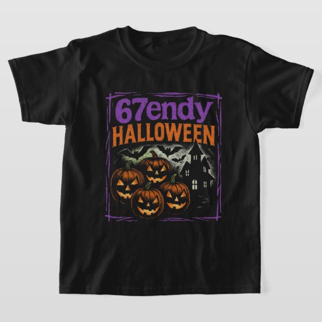 67endy Halloween Bootleg Retro Spooky Design T-Shirt (Laydown)