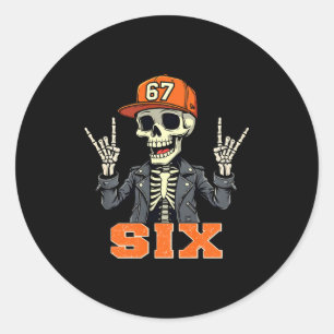 67endy Skeleton – 67 Six Seven Halloween 6 Long Sl Classic Round Sticker