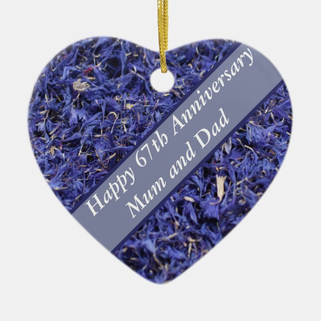 67th Anniversary Editable Ceramic Tree Decoration (Front)