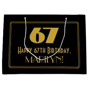 67th Birthday — Art Deco Inspired Look "67" & Na Large Gift Bag