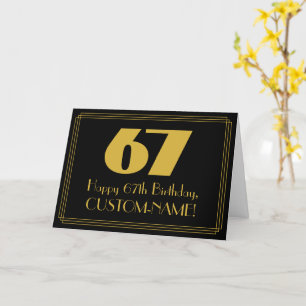 67th Birthday: Art Deco Inspired Look "67" & Name Card