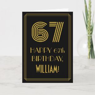 67th Birthday: Art Deco Inspired Look "67" & Name Card