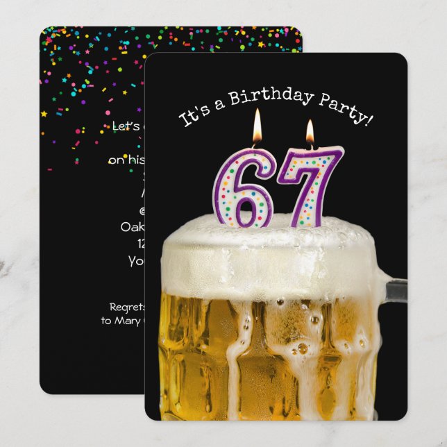 67th Birthday Beer Party Invitation (Front/Back)