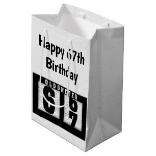 67th Birthday Black Odometer Medium Gift Bag