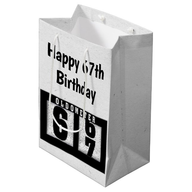 67th Birthday Black Odometer    Medium Gift Bag (Front Angled)