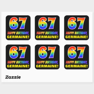 67th Birthday: Bold, Fun, Simple, Rainbow 67 Square Sticker