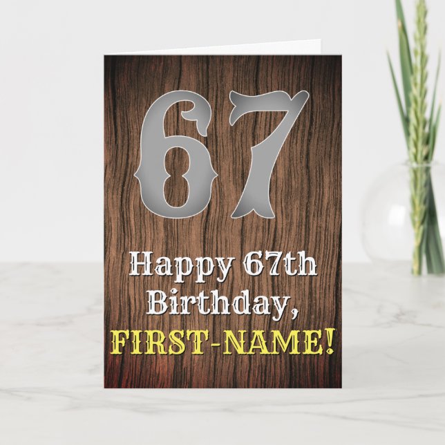 67th Birthday: Country Western Inspired Look, Name Card (Front)