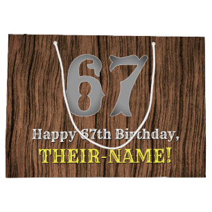 67th Birthday: Country Western Inspired Look, Name Large Gift Bag