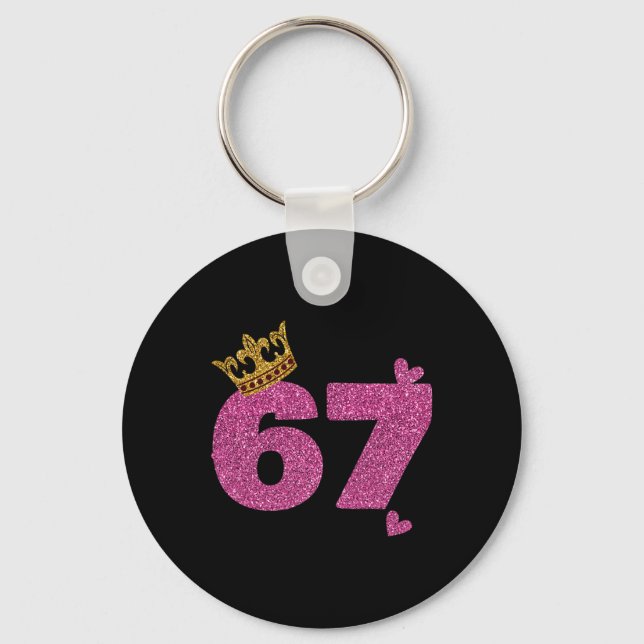 67th Birthday Crown 67 Years Old Bday  Key Ring (Front)