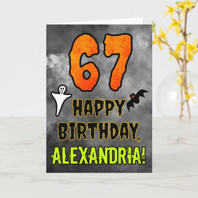 67th Birthday: Eerie Halloween Theme + Custom Name Card (Yellow Flower)