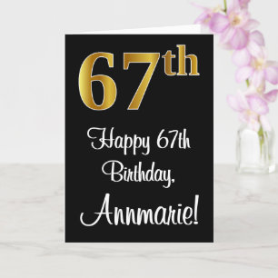 67th Birthday ~ Elegant Luxurious Faux Gold Look # Card