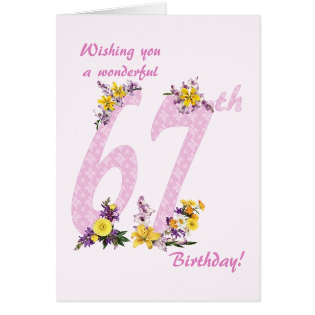 67th Birthday Flower Decorated Numbers (Front)
