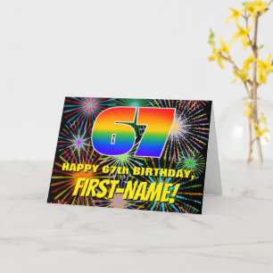 67th Birthday: Fun, Colourful Celebratory Firework Card
